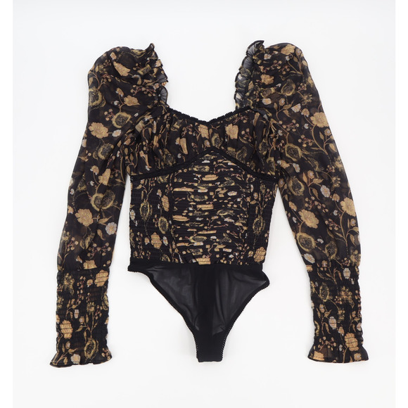 Free People Women's Brunch Date Body Suite Black Combo MD Sz S - Picture 3 of 10